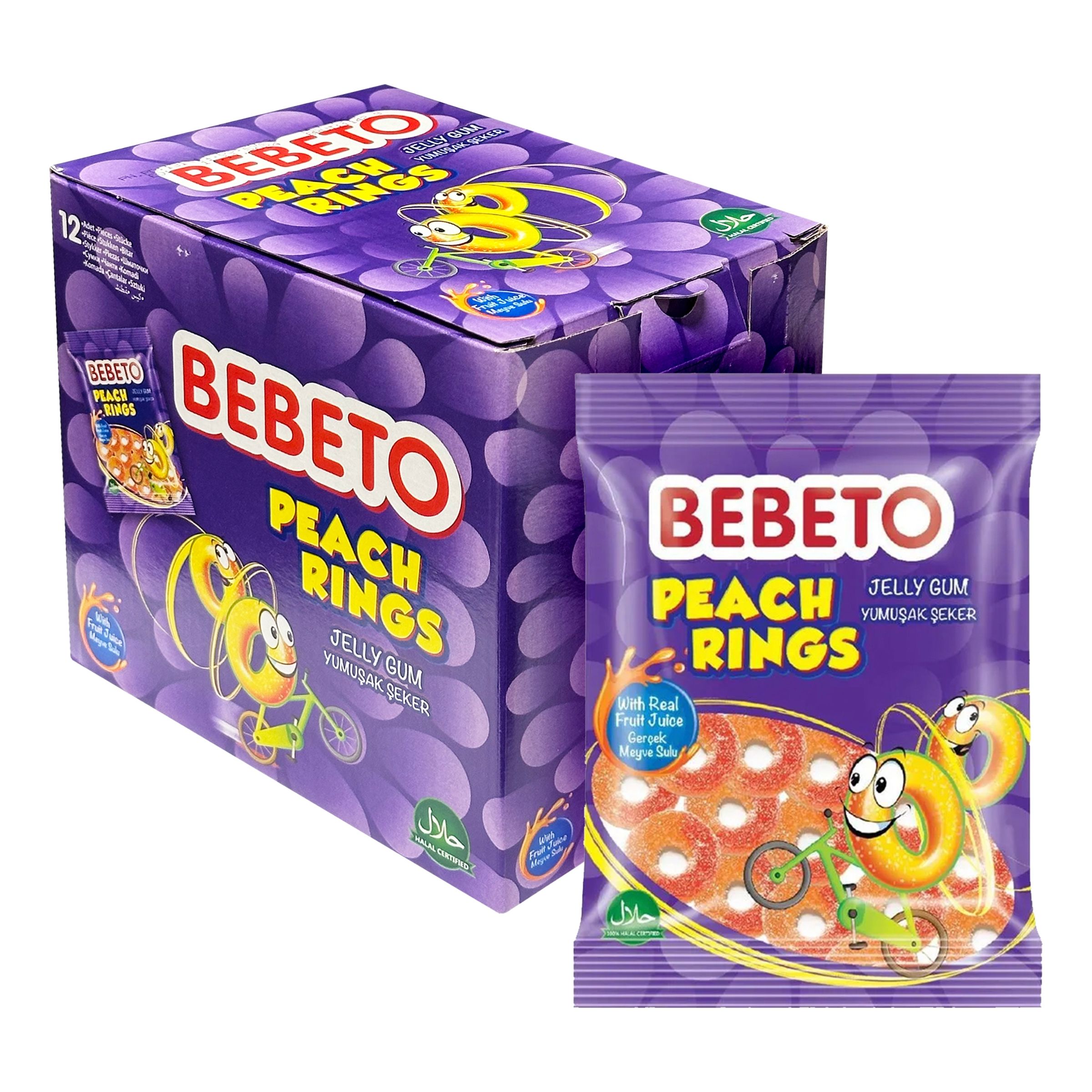 Bebeto Peach Rings - 12-pak