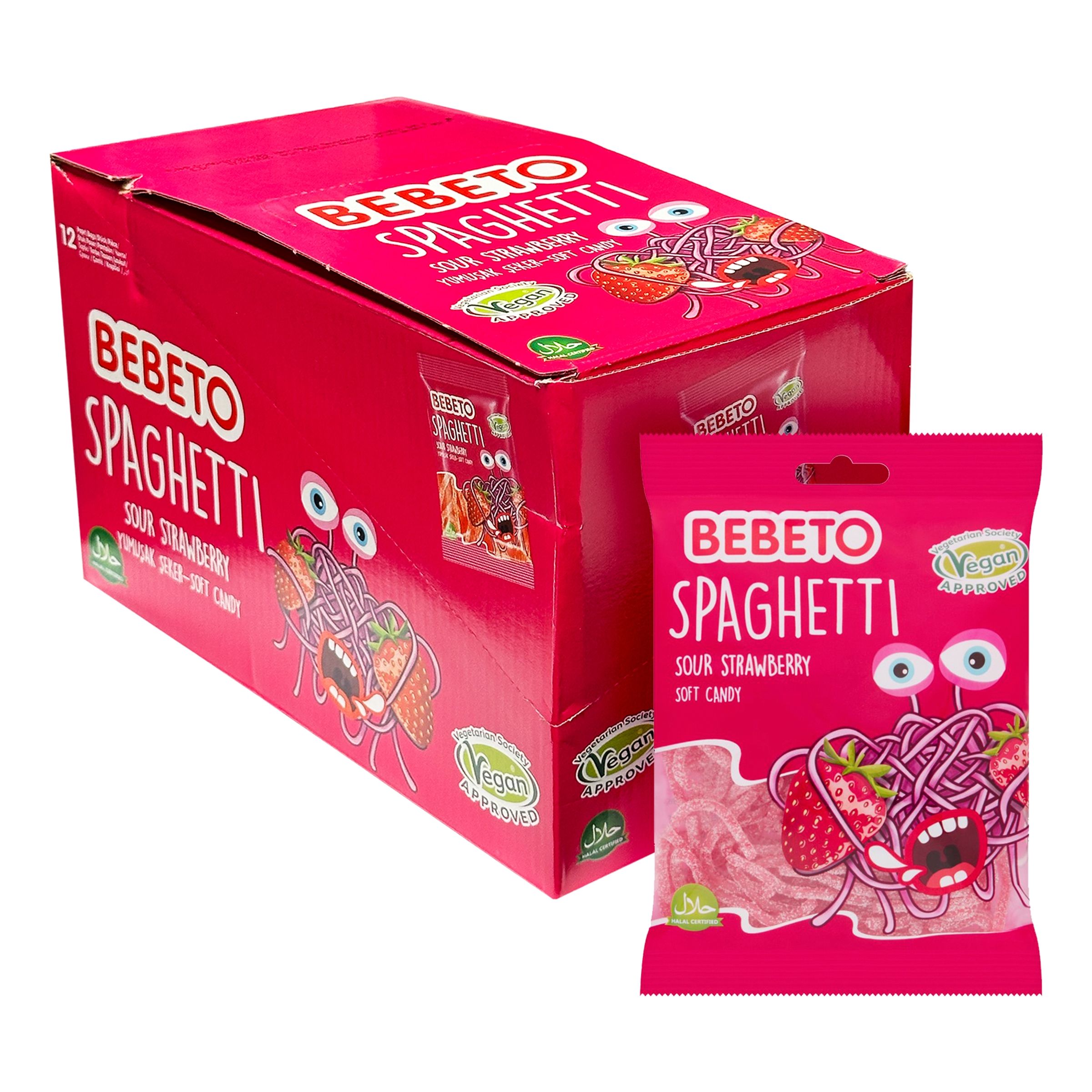 Bebeto Spaghetti Strawberry Storpak - 12-pak