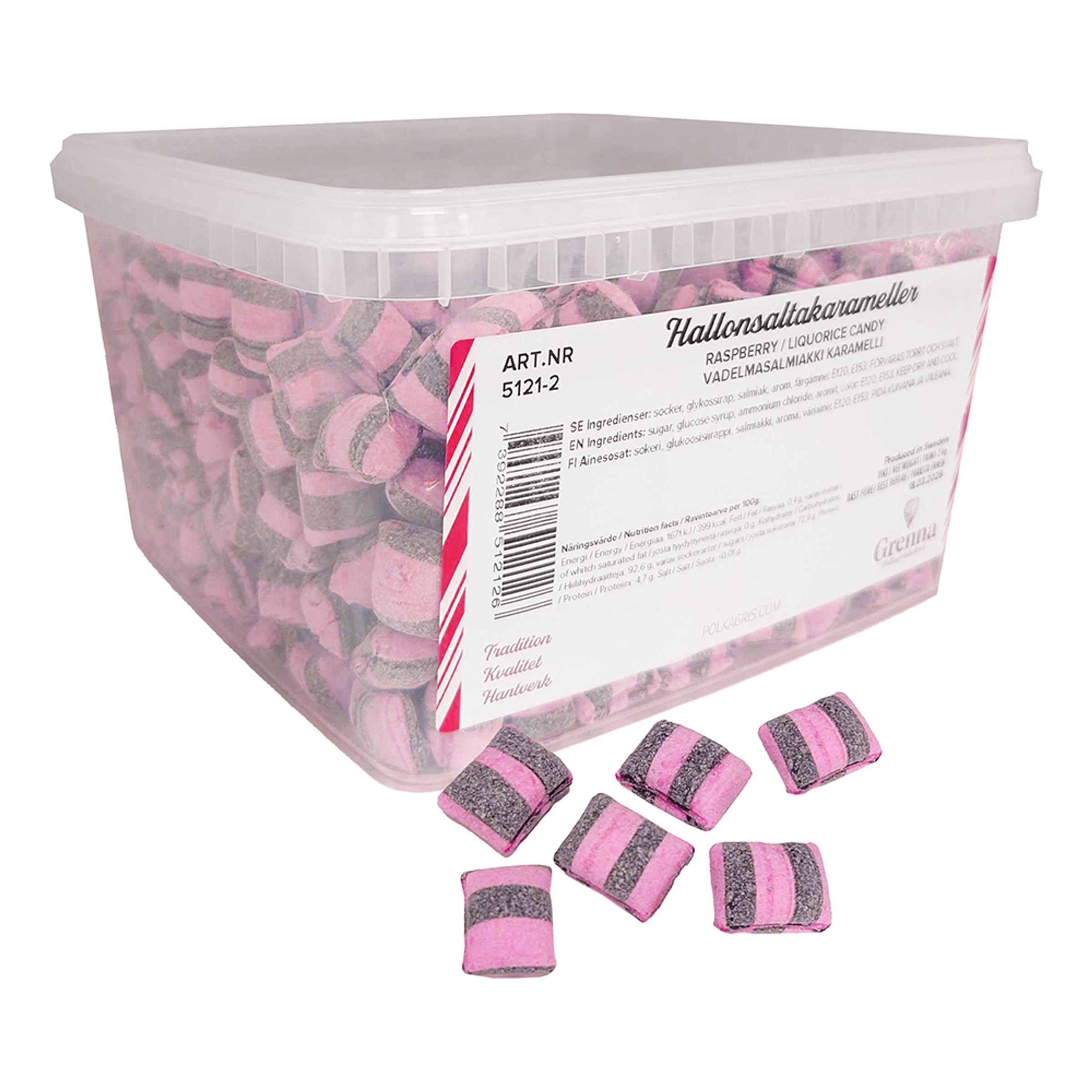 Hindbærsalte Bolsjer Økonomipakke - 2 kg