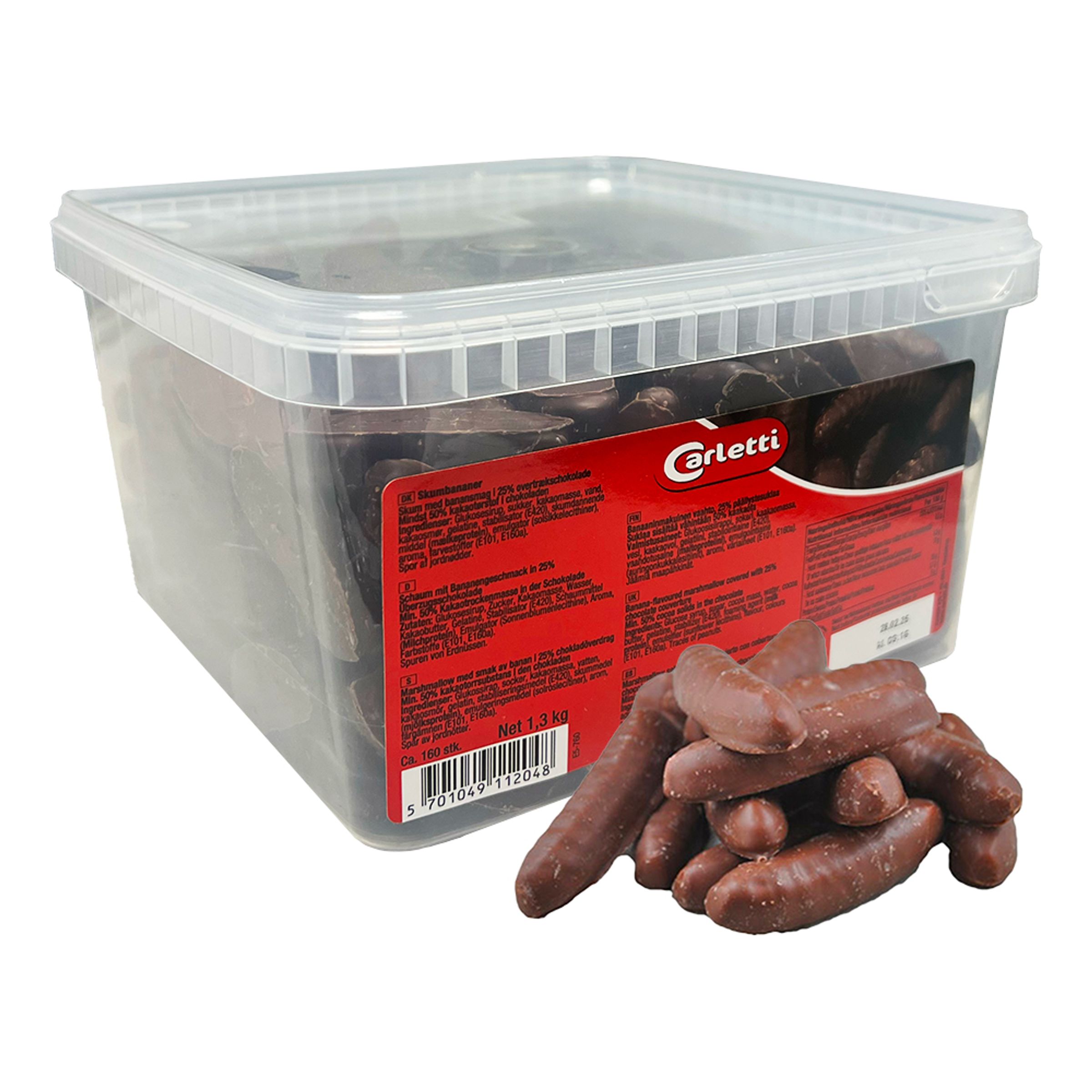 Chokoladeskumbananer i Kasse - 1,3 kg