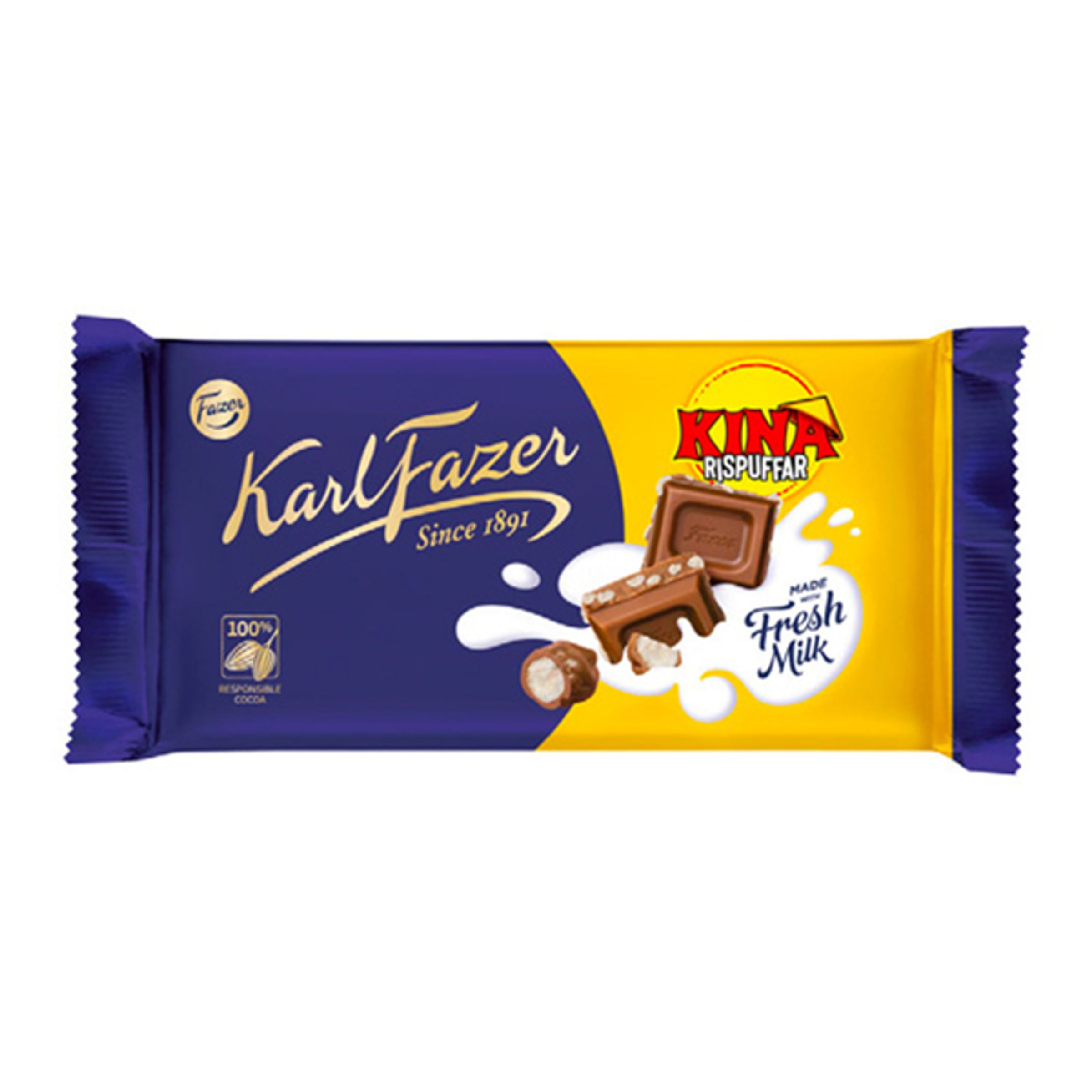 Fazer Kina Puffede Ris Chokolade - 125 gram