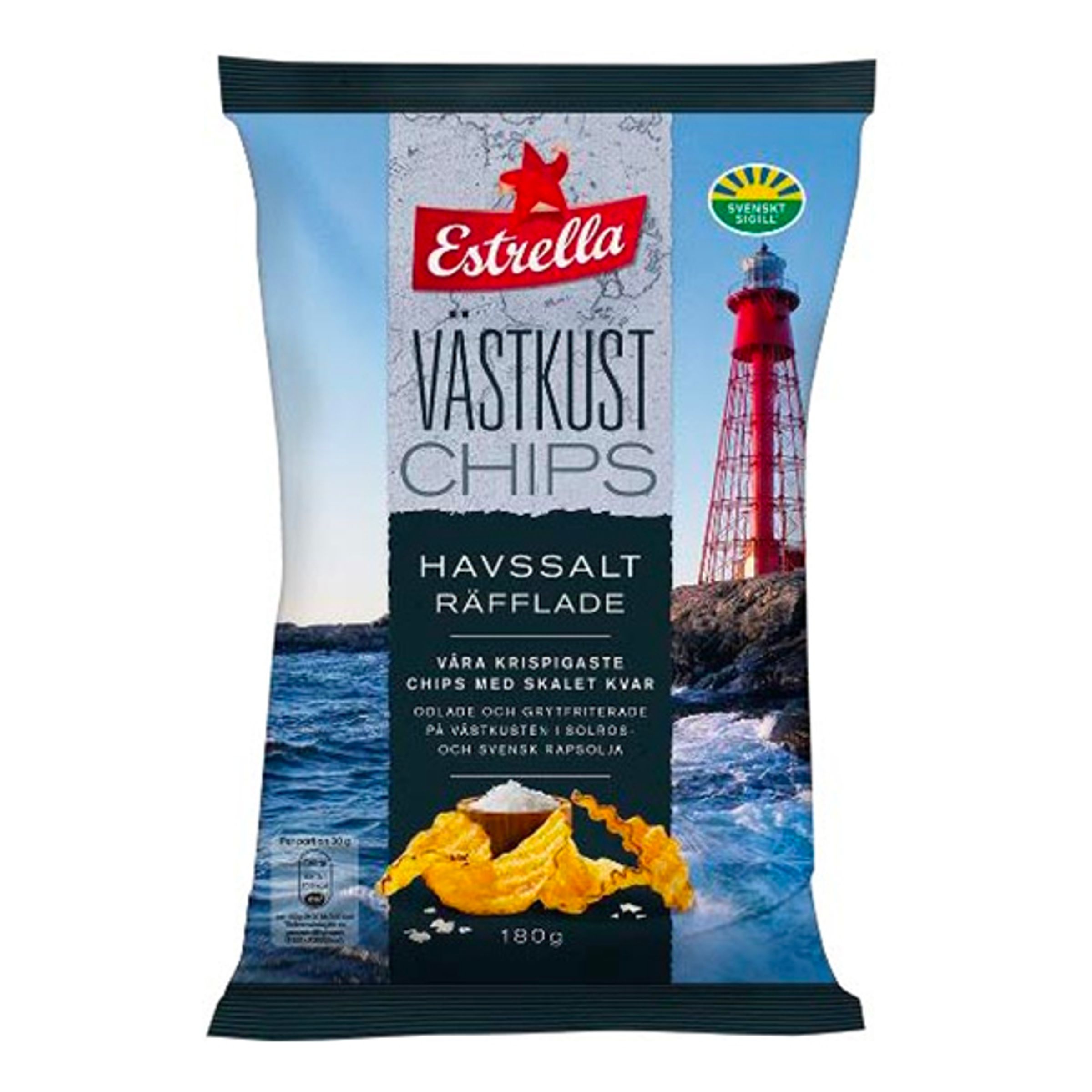 Estrella Västkustchips Havsalt Rillede - 180 gram