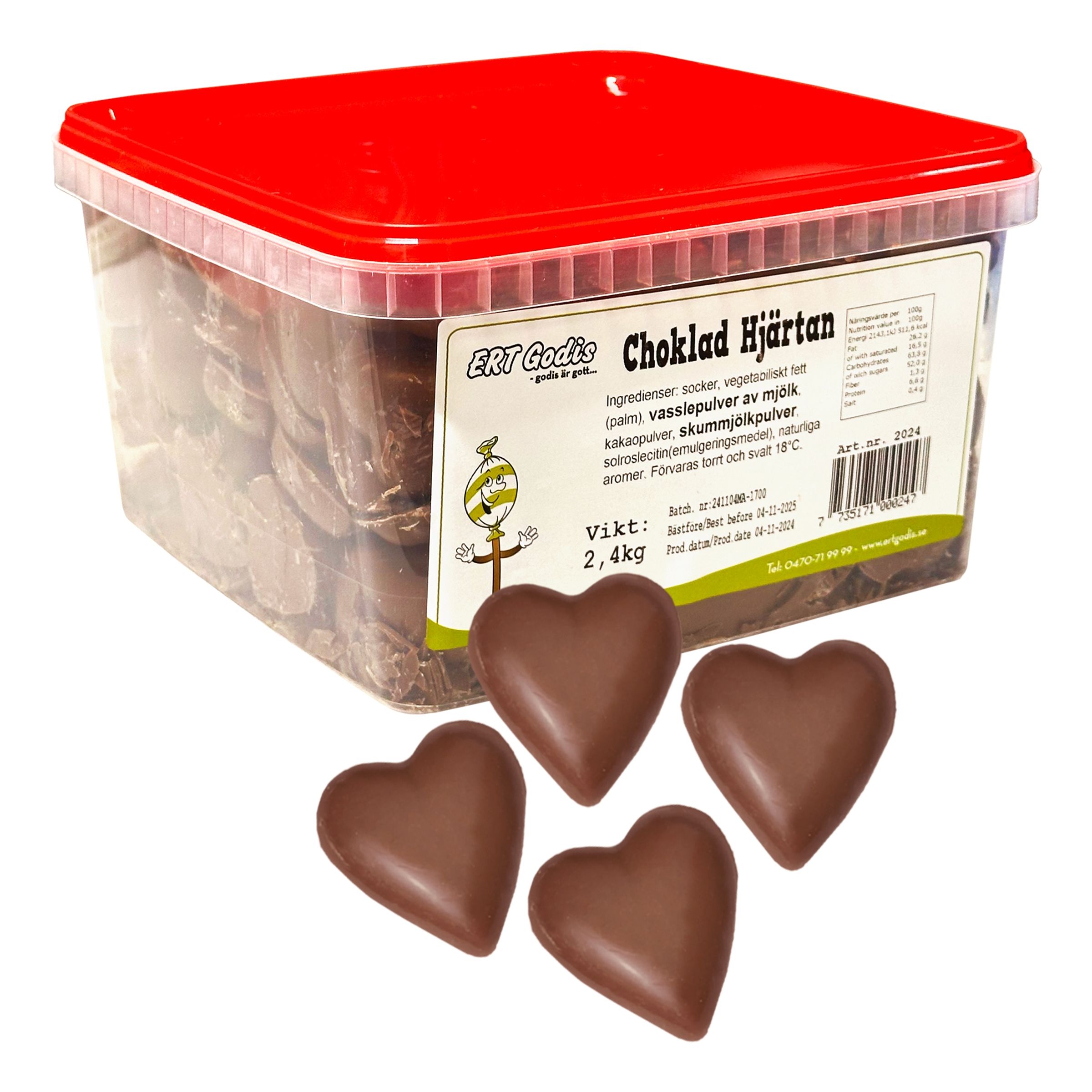 Chokoladehjerter Stor pakke - 2,4 kg