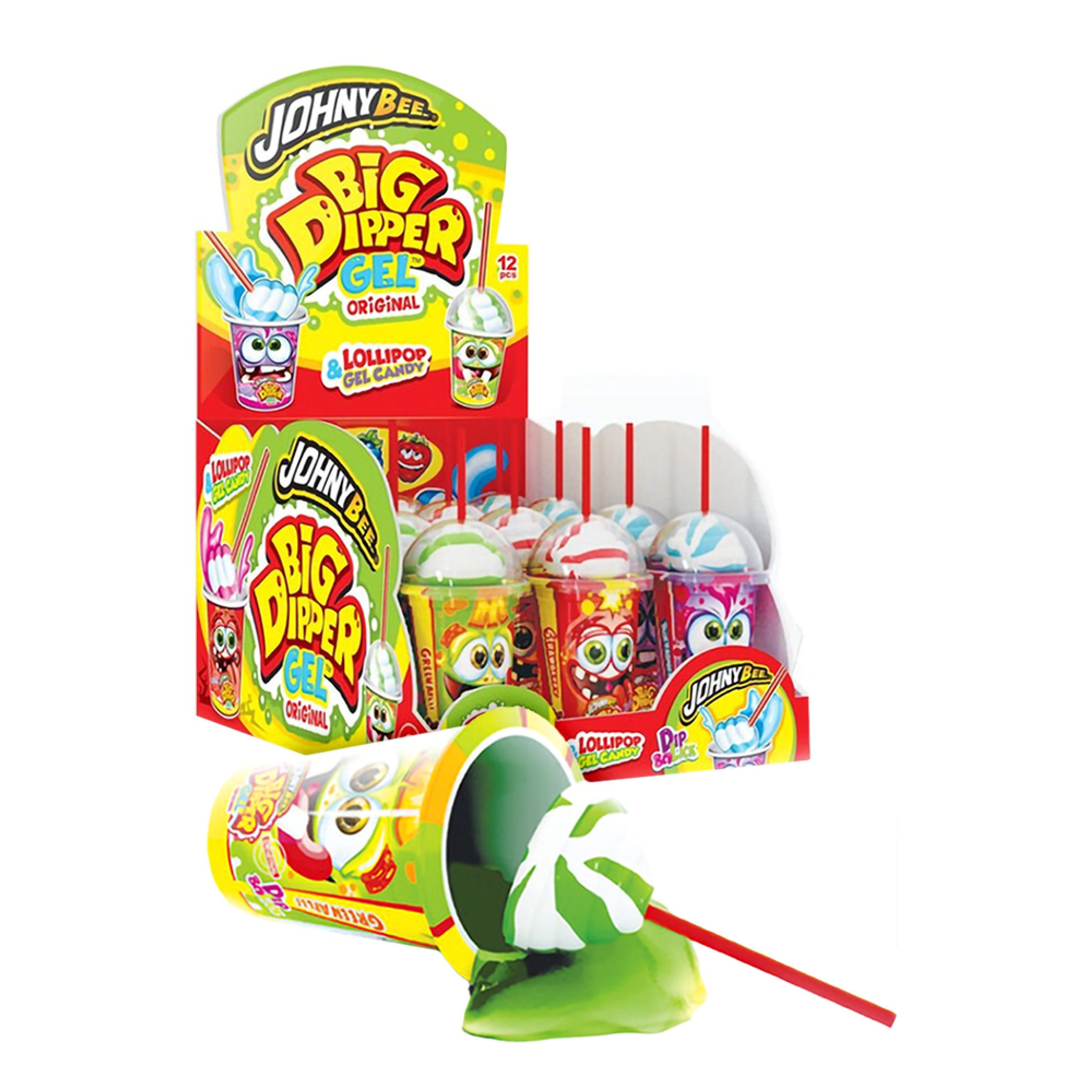 Johnny Bee Big Dipper Gel Slikkepind Storpak - 12-pak