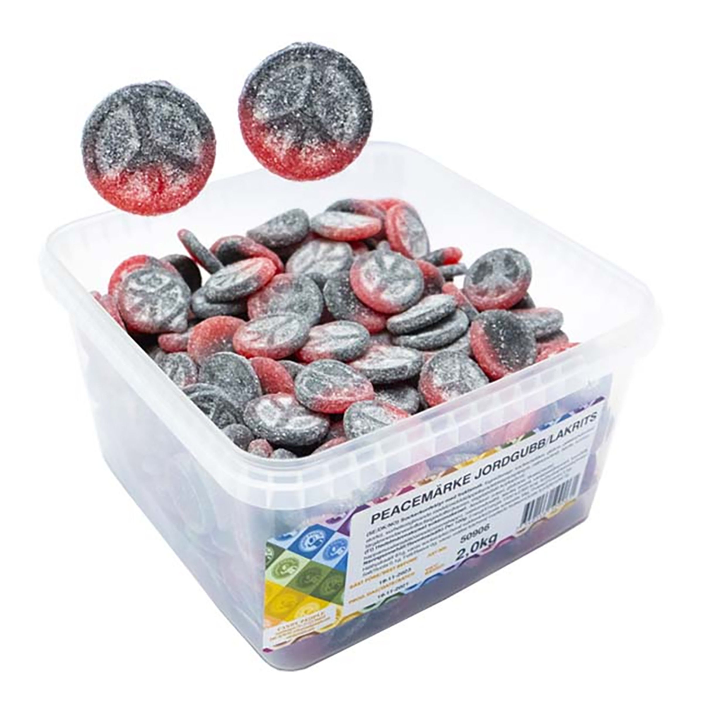 Peace-symbol Jordbær/Lakrids Storpak - 2 kg