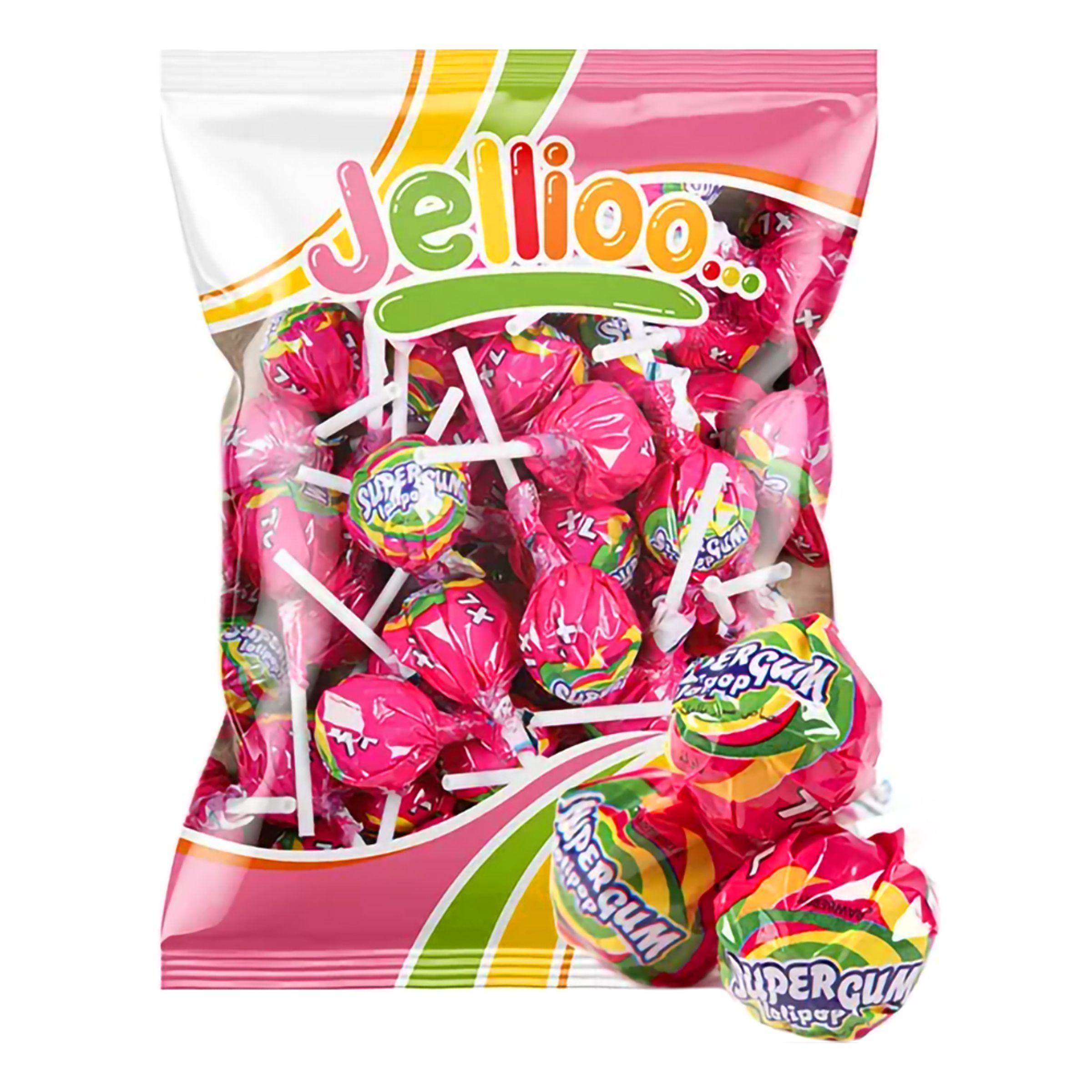Super Gum Lollipop Strawberry Økonomipakke - 53-pak
