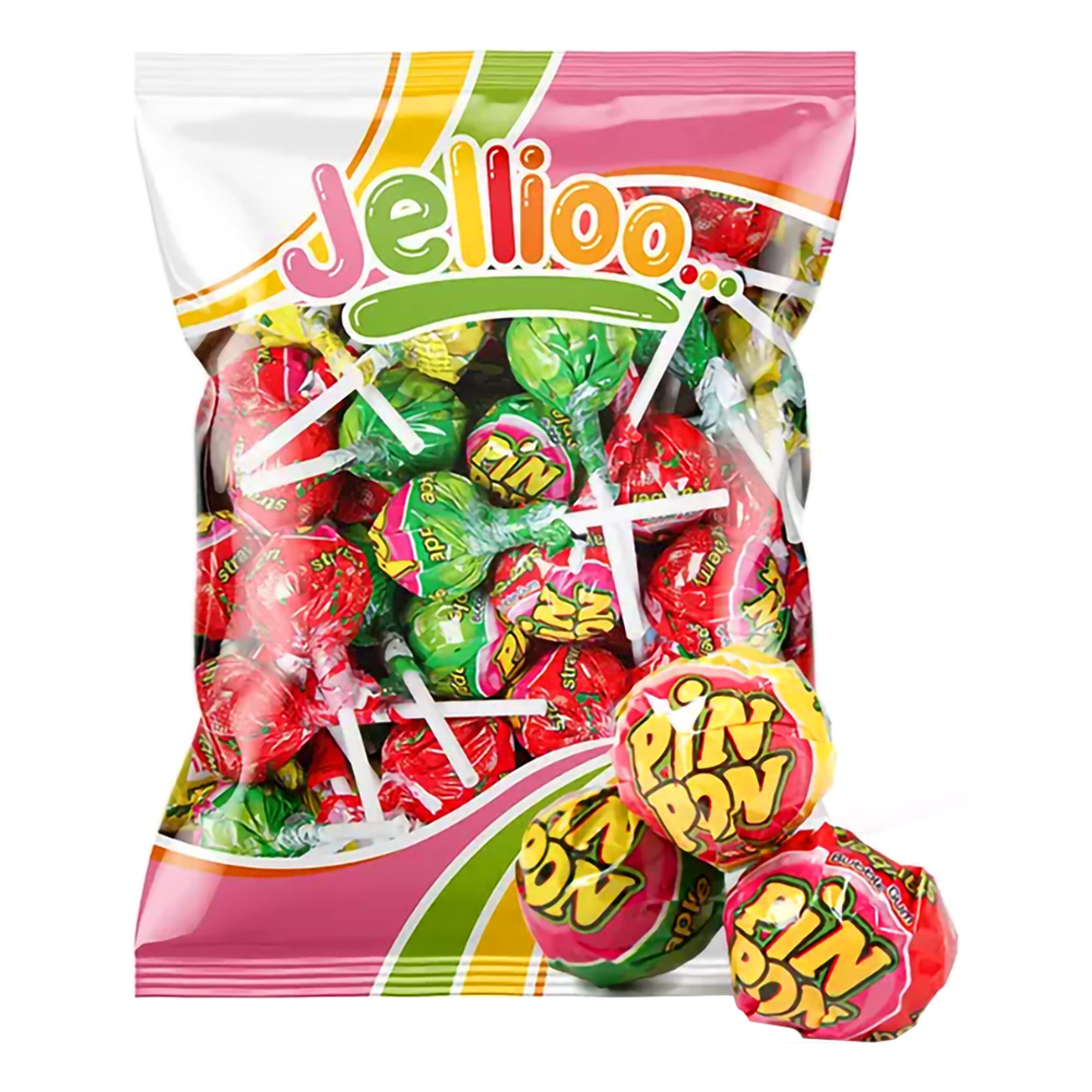 Pin Pon Lollipop Gum Sour Mix Økonomipakke - 53-pak
