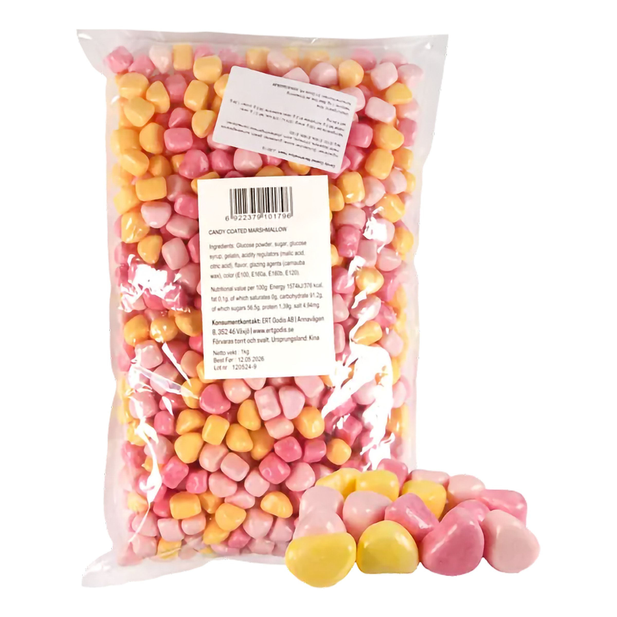 Jellioo Candy Coated Marshmallow Heart Økonomipakke - 1 kg