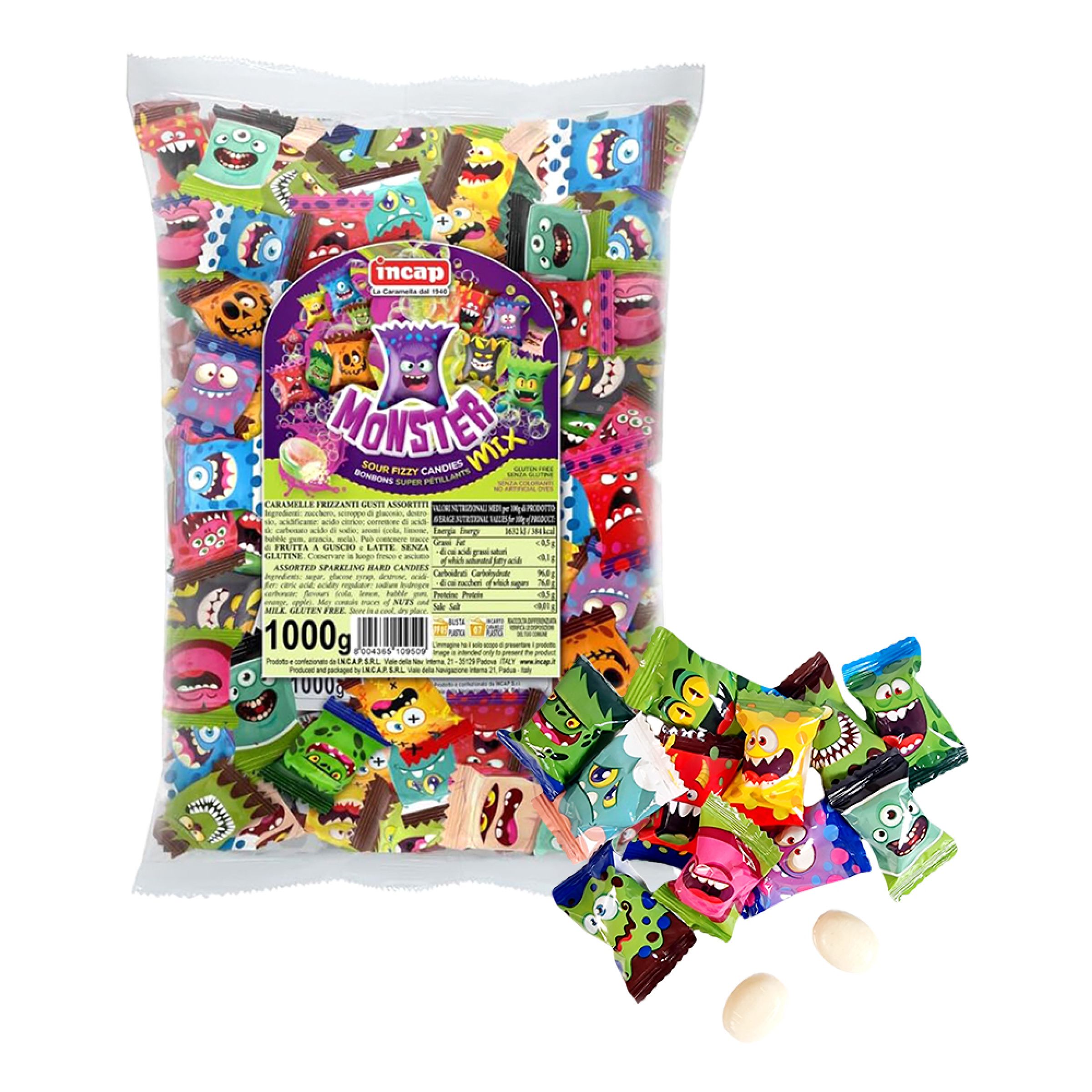 Monster Mix Sour Fizzy Candies Økonomipakke - 1 kg