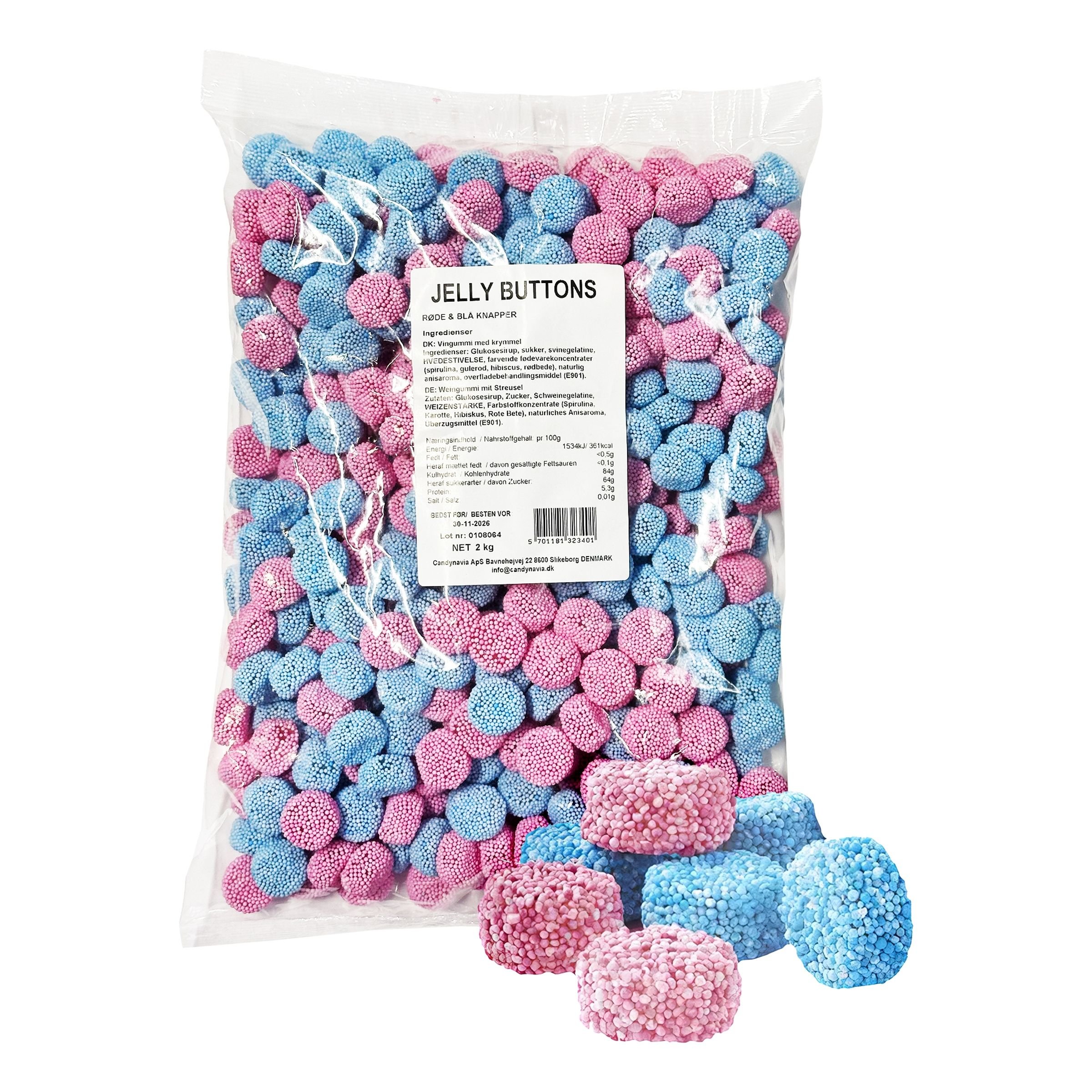 Røde og Blå Knapper Økonomipakke - 2 kg